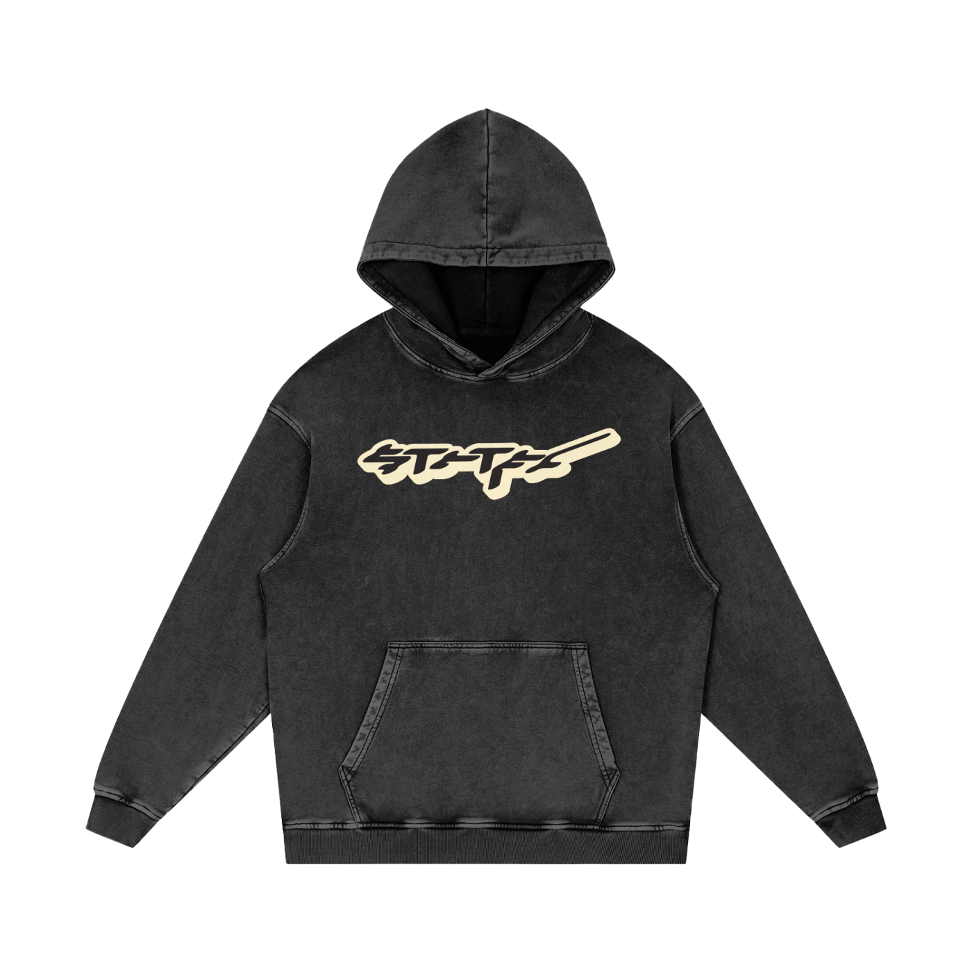 420 GSM Acid Wash Oversize Hoodie | Black