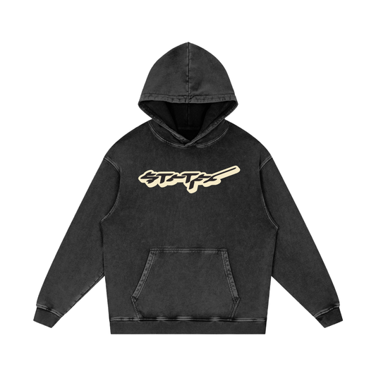 420 GSM Acid Wash Oversize Hoodie | Black