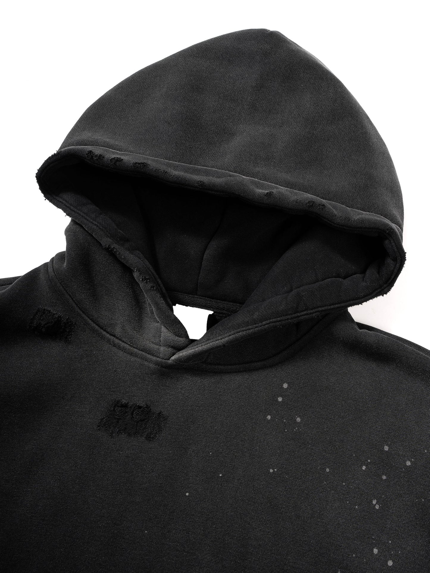 360 GSM Blank Tattered Hoodie | Black