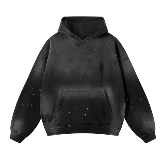 360 GSM Blank Tattered Hoodie | Black